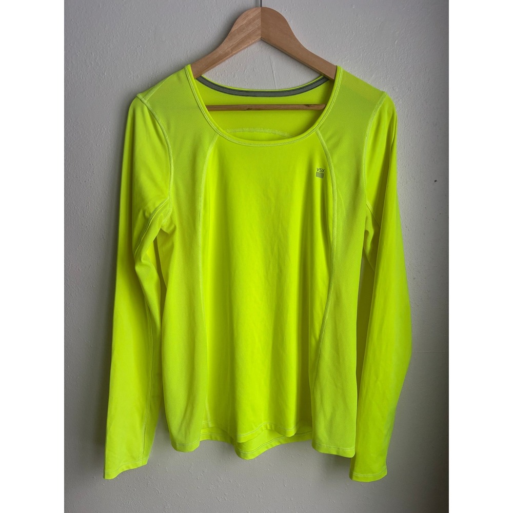 Victoria's Secret Sport VSX Neon Yellow Long Sleeve Athletic Top Women's Medium‎